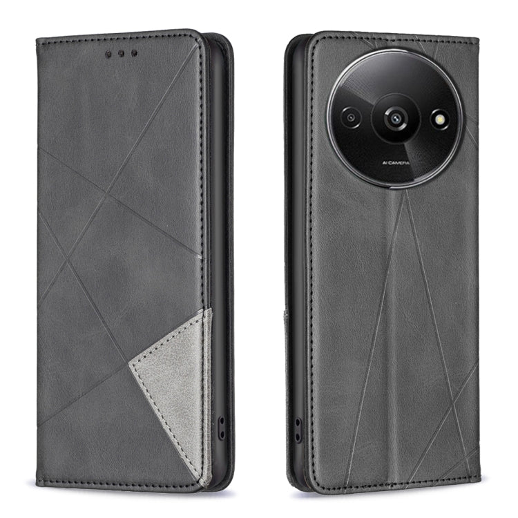 Rhombus Texture Magnetic Leather Phone Case