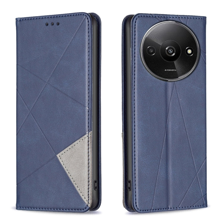 Rhombus Texture Magnetic Leather Phone Case