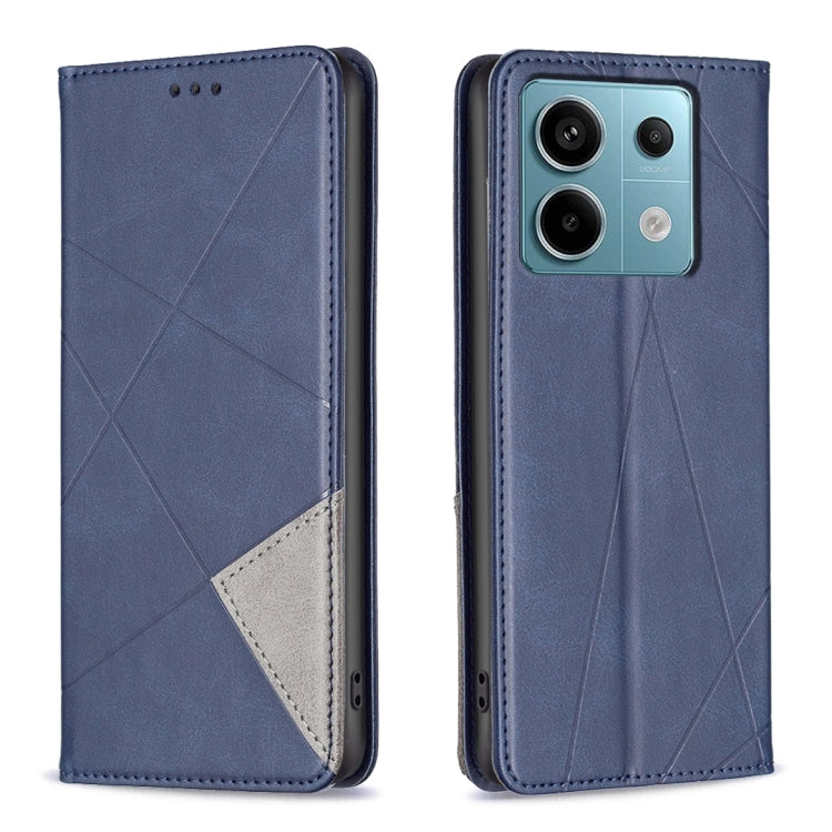 Rhombus Texture Magnetic Leather Phone Case