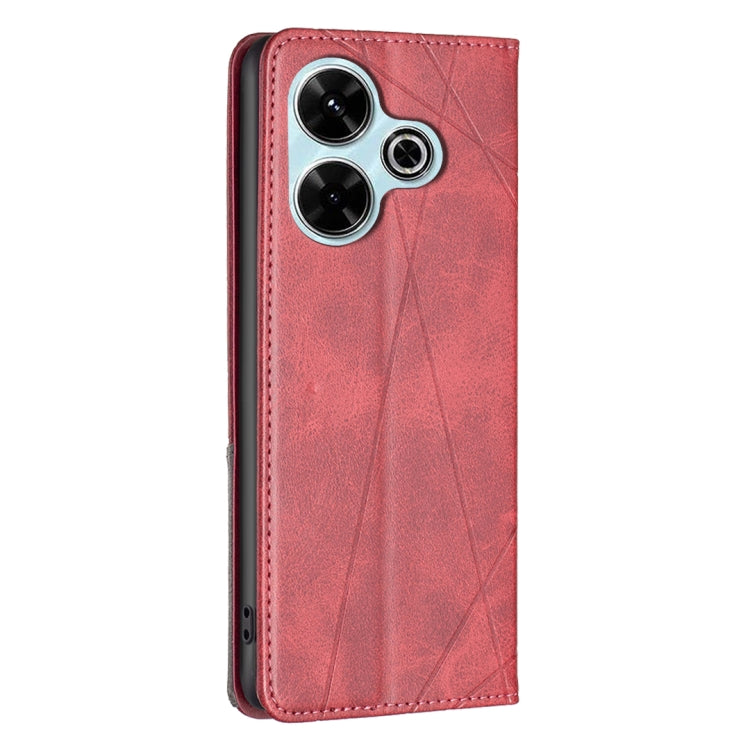 Rhombus Texture Magnetic Leather Phone Case