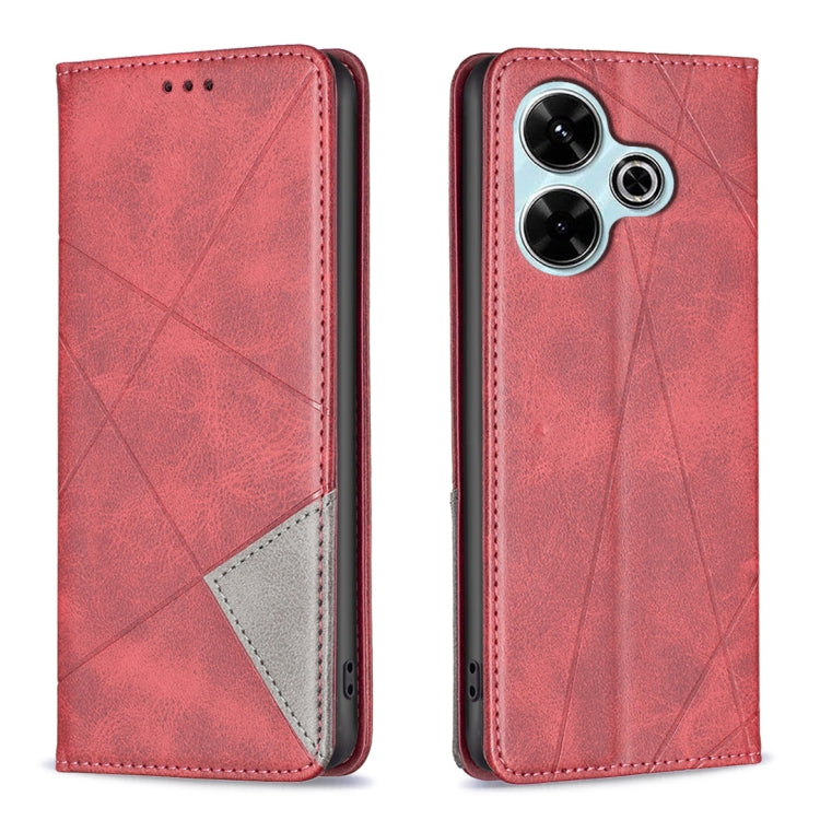 Rhombus Texture Magnetic Leather Phone Case