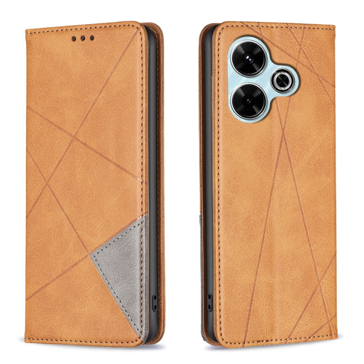 Rhombus Texture Magnetic Leather Phone Case