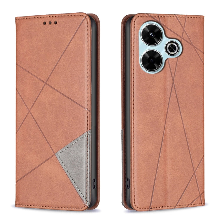 Rhombus Texture Magnetic Leather Phone Case