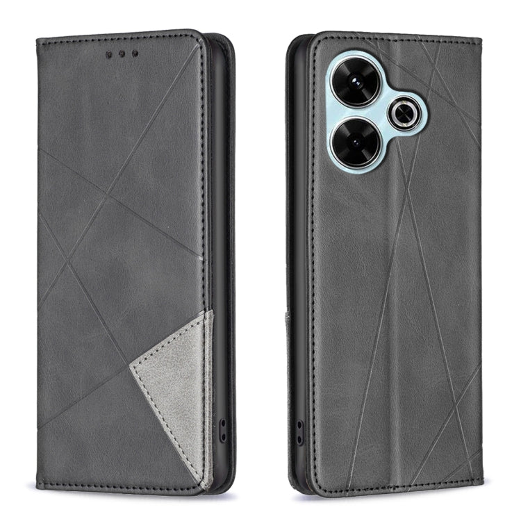 Rhombus Texture Magnetic Leather Phone Case