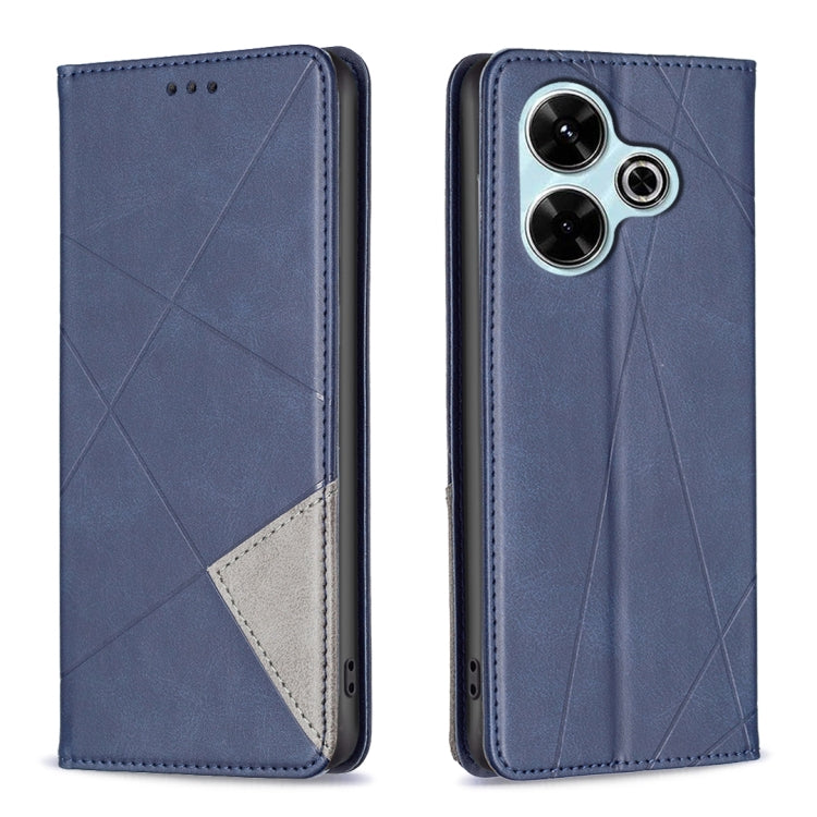 Rhombus Texture Magnetic Leather Phone Case