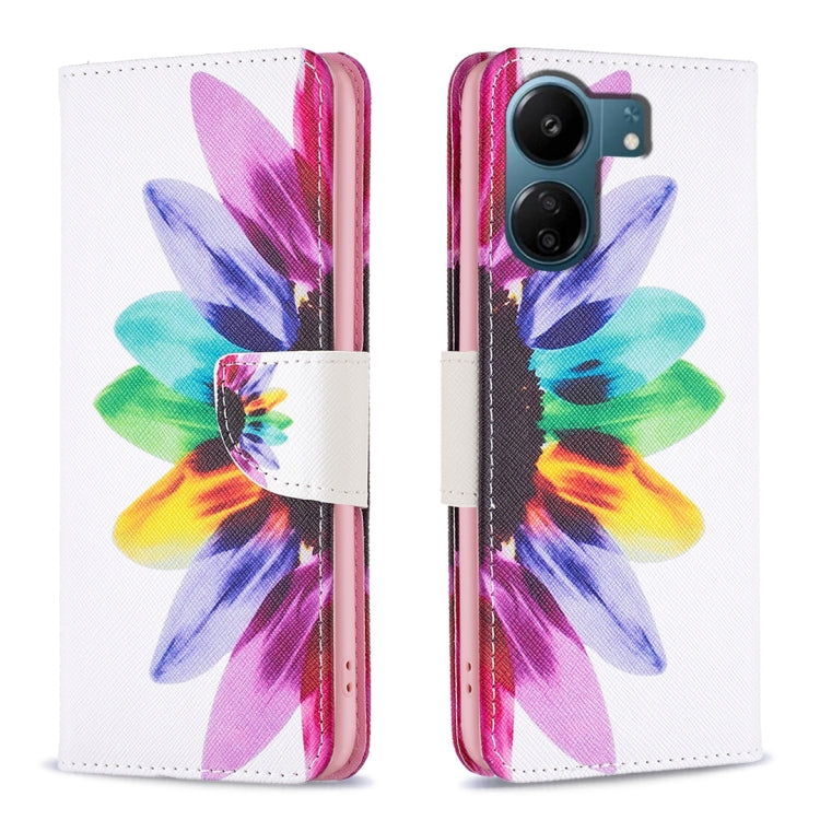 Colored Drawing Pattern Leather Phone Case, For Xiaomi Redmi Note 13, For Xiaomi Redmi 12 4G, For Xiaomi Redmi 13C