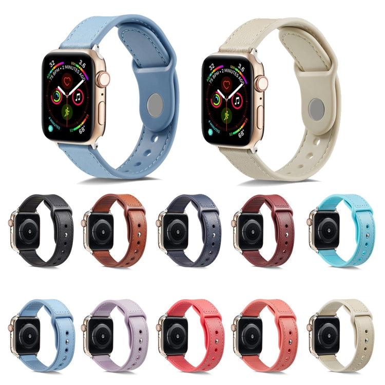 Single Buckle TPU+ Genuine Leather Watchband, For Apple Watch Series 7 41mm / 6 & SE & 5 & 4 40mm / 3 & 2 & 1 38mm, For Apple Watch Series 7 45mm / 6 & SE & 5 & 4 44mm / 3 & 2 & 1 42mm, For Apple Watch Series 8&7 41mm / SE 2&6&SE&5&4 40mm / 3&2&1 38mm�...