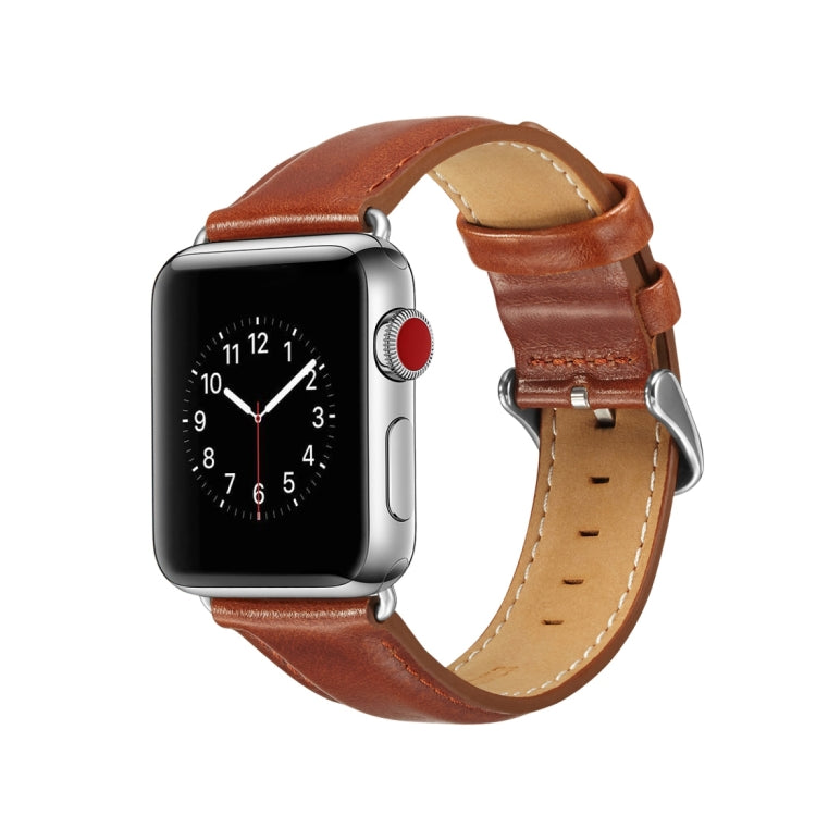 Crazy Horse Texture Top-grain Leather Watchband, For Apple Watch Series 7 41mm / 6 & SE & 5 & 4 40mm / 3 & 2 & 1 38mm, For Apple Watch Series 7 45mm / 6 & SE & 5 & 4 44mm / 3 & 2 & 1 42mm