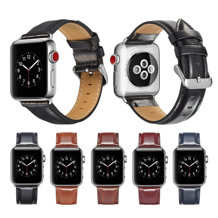 Crazy Horse Texture Top-grain Leather Watchband, For Apple Watch Series 7 41mm / 6 & SE & 5 & 4 40mm / 3 & 2 & 1 38mm, For Apple Watch Series 7 45mm / 6 & SE & 5 & 4 44mm / 3 & 2 & 1 42mm