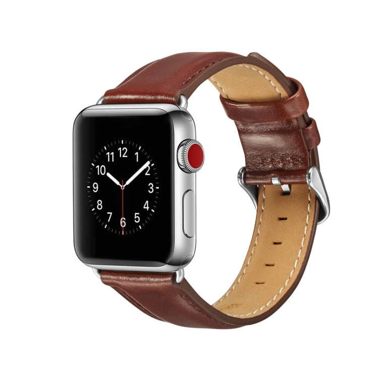 Crazy Horse Texture Top-grain Leather Watchband, For Apple Watch Series 7 41mm / 6 & SE & 5 & 4 40mm / 3 & 2 & 1 38mm, For Apple Watch Series 7 45mm / 6 & SE & 5 & 4 44mm / 3 & 2 & 1 42mm