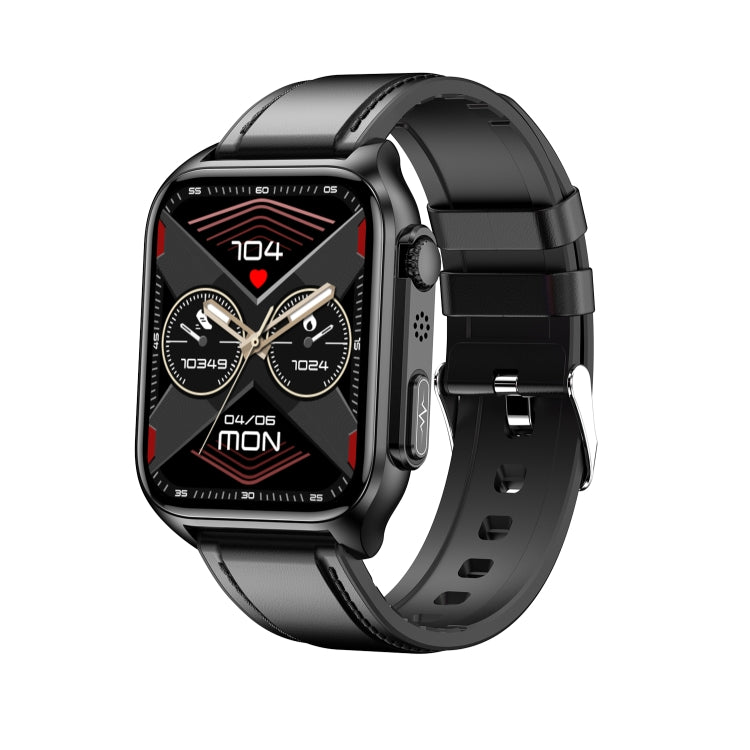 Montre connectée TK12 1,96 pouce, bracelet en cuir, étanche IP67, prise en charge de l'ECG, des soins familiaux à distance, des appels Bluetooth et de la surveillance de la température corporelle, bracelet en cuir (marron), bracelet en cuir (noir)