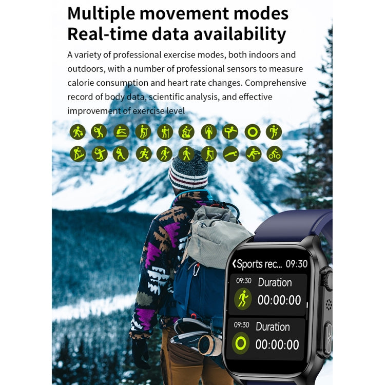 Montre connectée TK12 1,96 pouce, bracelet en cuir, étanche IP67, prise en charge de l'ECG, des soins familiaux à distance, des appels Bluetooth et de la surveillance de la température corporelle, bracelet en cuir (marron), bracelet en cuir (noir)