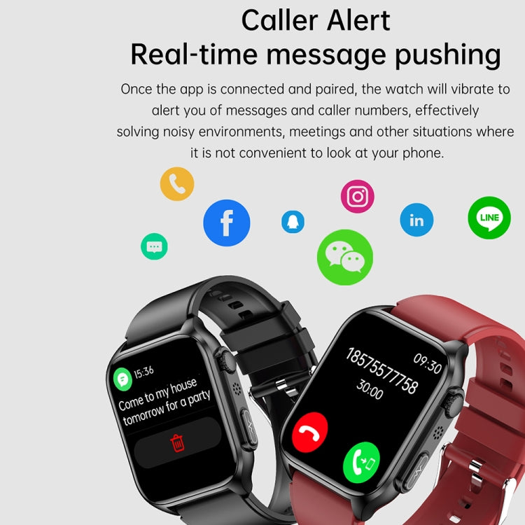 Montre connectée TK12 1,96 pouce, bracelet en cuir, étanche IP67, prise en charge de l'ECG, des soins familiaux à distance, des appels Bluetooth et de la surveillance de la température corporelle, bracelet en cuir (marron), bracelet en cuir (noir)