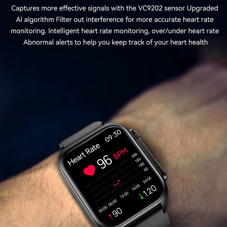 Montre connectée TK12 1,96 pouce, bracelet en cuir, étanche IP67, prise en charge de l'ECG, des soins familiaux à distance, des appels Bluetooth et de la surveillance de la température corporelle, bracelet en cuir (marron), bracelet en cuir (noir)