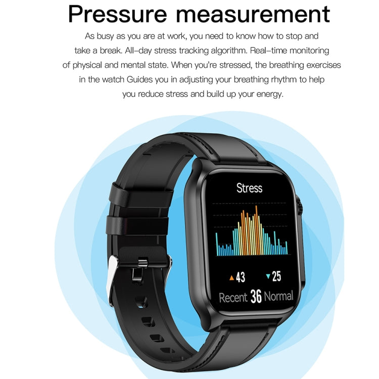 Montre connectée TK12 1,96 pouce, bracelet en cuir, étanche IP67, prise en charge de l'ECG, des soins familiaux à distance, des appels Bluetooth et de la surveillance de la température corporelle, bracelet en cuir (marron), bracelet en cuir (noir)