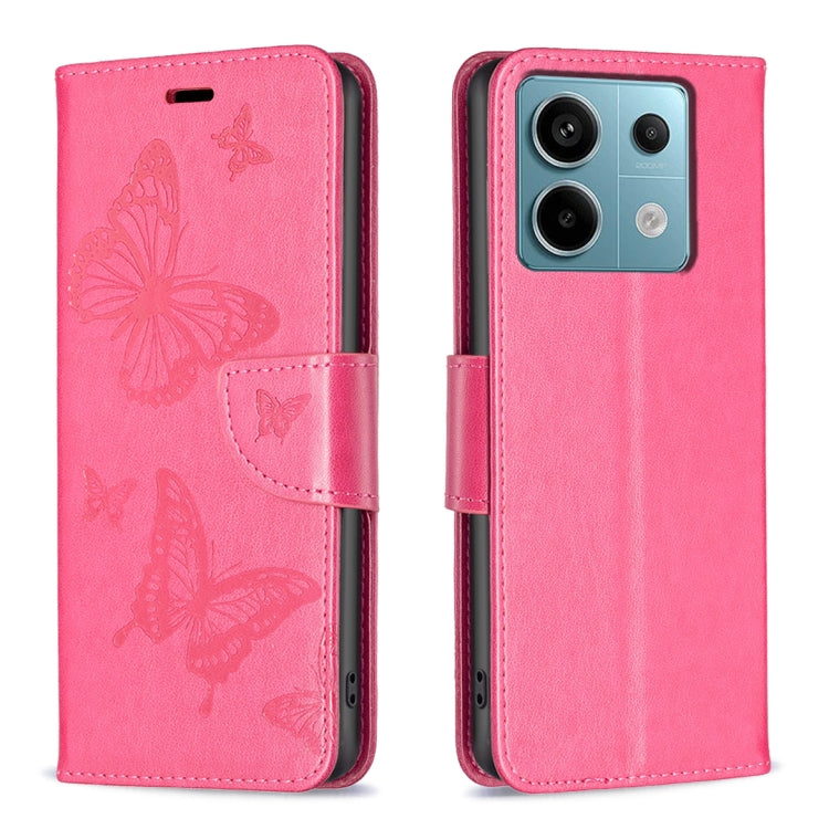 Two Butterflies Embossing Leather Phone Case, For Xiaomi Redmi 13C, For Xiaomi Redmi Note 13 Pro+ 5G, For Xiaomi Redmi Note 13 Pro 5G, For Xiaomi Redmi 12 4G