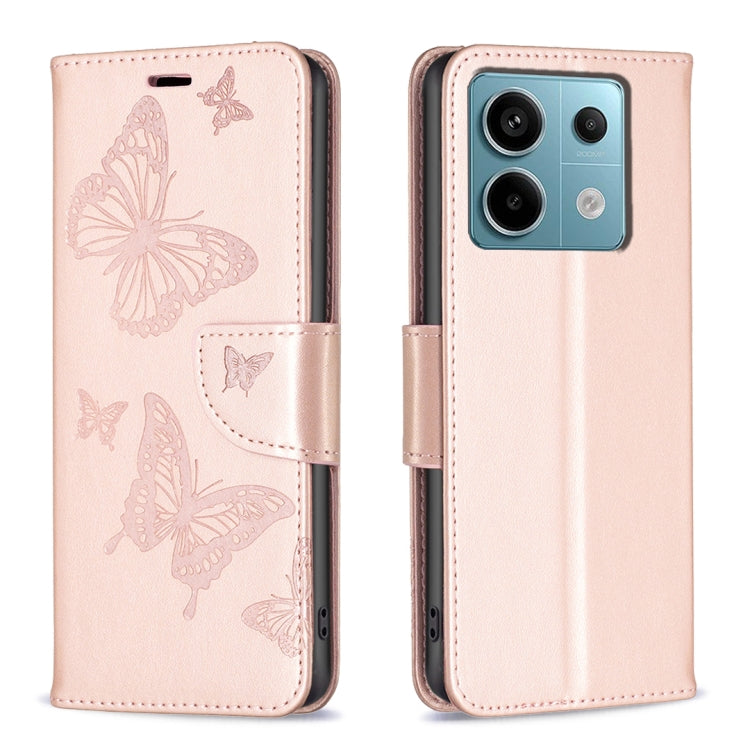 Two Butterflies Embossing Leather Phone Case, For Xiaomi Redmi 13C, For Xiaomi Redmi Note 13 Pro+ 5G, For Xiaomi Redmi Note 13 Pro 5G, For Xiaomi Redmi 12 4G