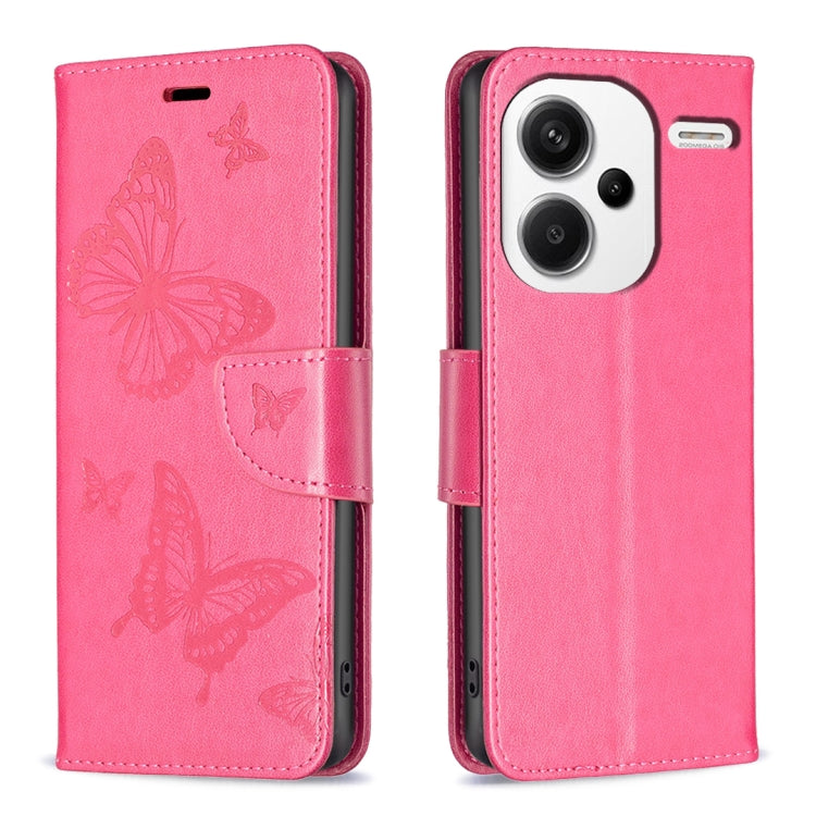 Two Butterflies Embossing Leather Phone Case, For Xiaomi Redmi 13C, For Xiaomi Redmi Note 13 Pro+ 5G, For Xiaomi Redmi Note 13 Pro 5G, For Xiaomi Redmi 12 4G