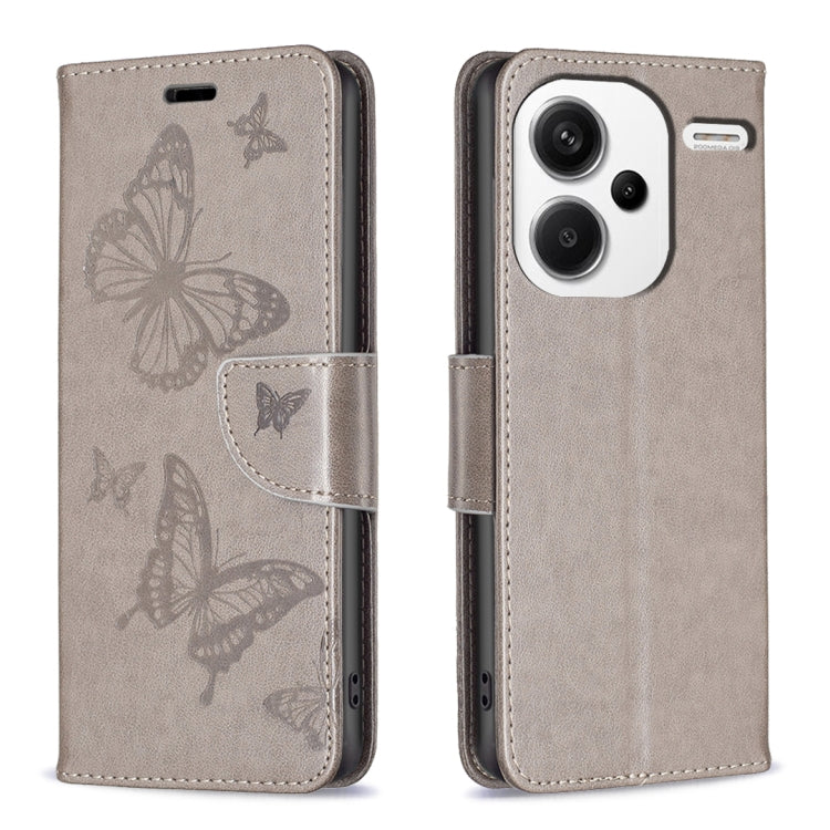 Two Butterflies Embossing Leather Phone Case, For Xiaomi Redmi 13C, For Xiaomi Redmi Note 13 Pro+ 5G, For Xiaomi Redmi Note 13 Pro 5G, For Xiaomi Redmi 12 4G