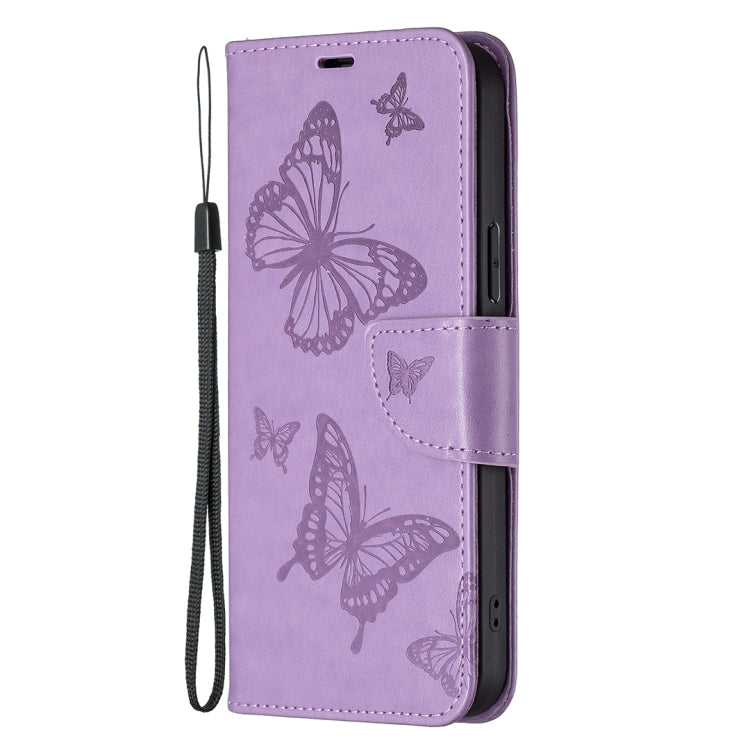Two Butterflies Embossing Leather Phone Case, For Xiaomi Redmi Note 13 Pro 4G Global, For Xiaomi Poco M6 Pro 4G, For Xiaomi Redmi Note 13 4G Global, For Xiaomi Redmi Note 13