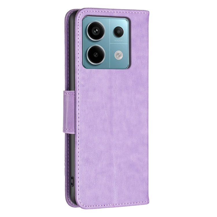 Two Butterflies Embossing Leather Phone Case, For Xiaomi Redmi Note 13 Pro 4G Global, For Xiaomi Poco M6 Pro 4G, For Xiaomi Redmi Note 13 4G Global, For Xiaomi Redmi Note 13