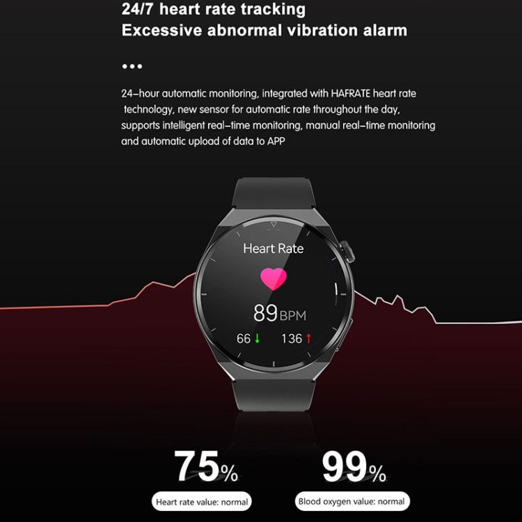 Montre connectée TK20 (1,39 pouce) avec bracelet en silicone, prise en charge de l'ECG, des soins à distance et de la température corporelle, bracelet en silicone (rouge), bracelet en silicone (noir), bracelet en silicone (bleu)