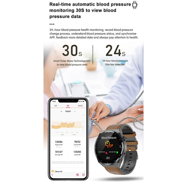 Montre connectée TK20 (1,39 pouce) avec bracelet en silicone, prise en charge de l'ECG, des soins à distance et de la température corporelle, bracelet en silicone (rouge), bracelet en silicone (noir), bracelet en silicone (bleu)