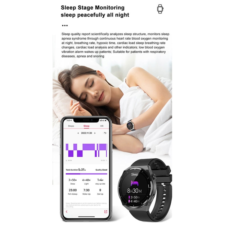 Montre connectée TK20 (1,39 pouce) avec bracelet en silicone, prise en charge de l'ECG, des soins à distance et de la température corporelle, bracelet en silicone (rouge), bracelet en silicone (noir), bracelet en silicone (bleu)