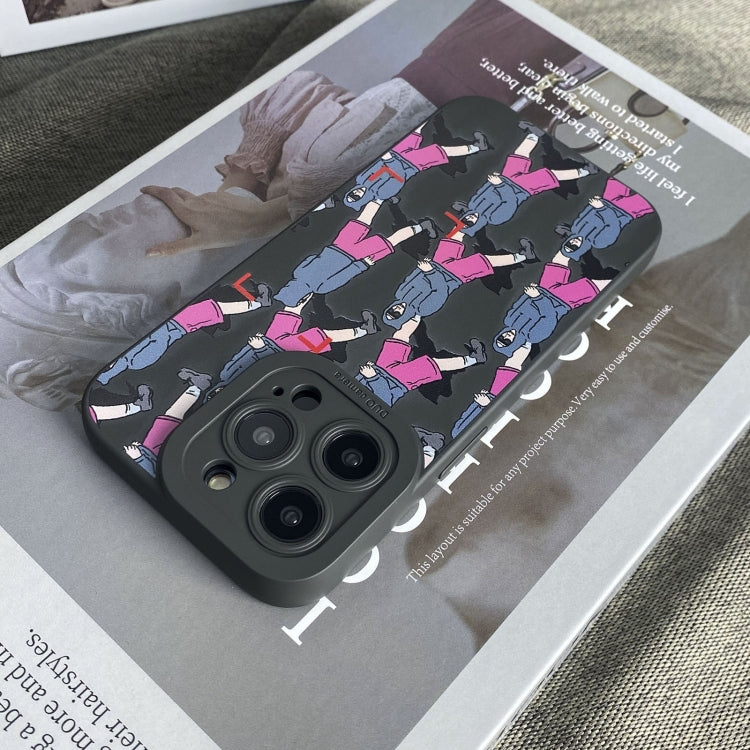 Liquid Silicone Pedestrians Pattern Phone Case, For iPhone 15 Pro Max, For iPhone 15 Pro, For iPhone 15 Plus, For iPhone 15