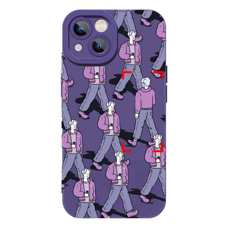 Liquid Silicone Pedestrians Pattern Phone Case