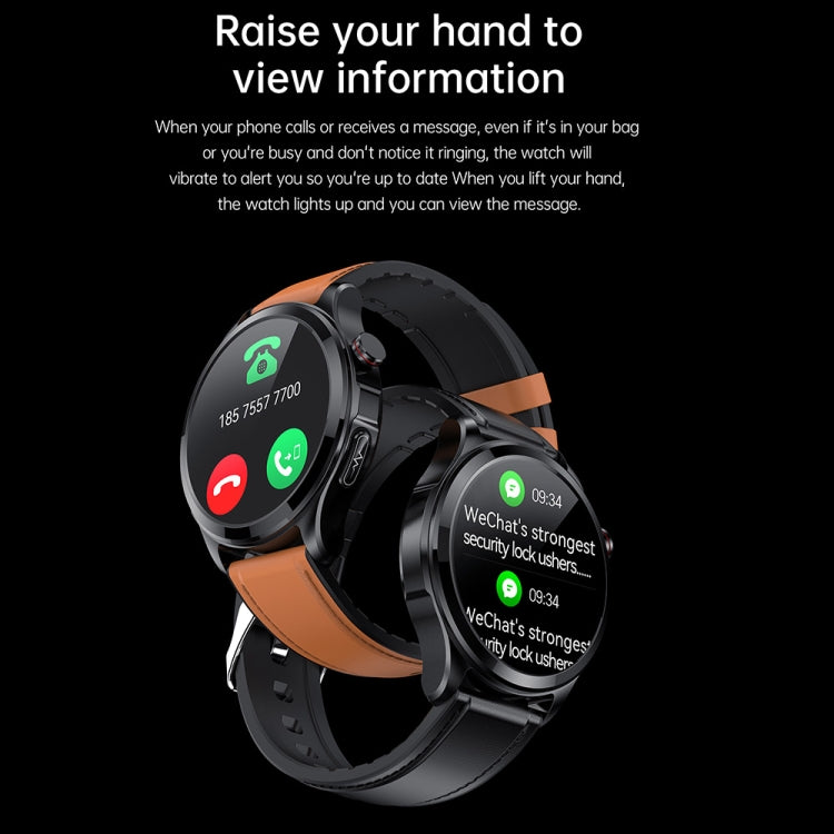 TK22 1.39 inch IP67 Waterproof Leather Band Smart Watch Supports ECG / Non-invasive Blood Sugar, Leather Band (Black), Leather Band (Brown)