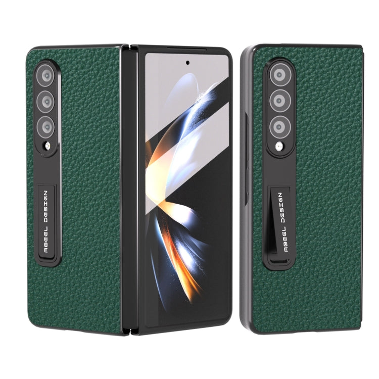 Integrated Genuine Leather Litchi Texture Phone Case with Holder