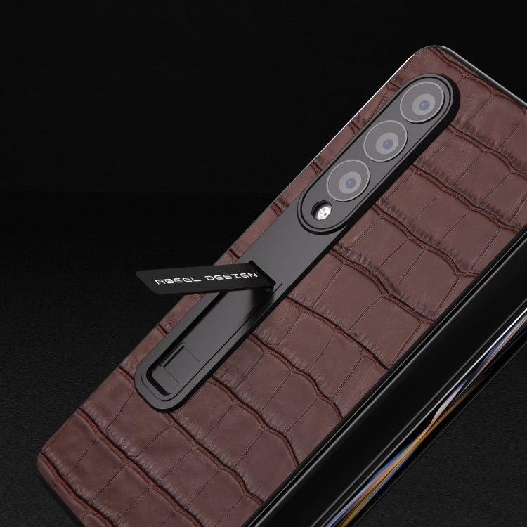 Integrated Crocodile Texture Genuine Leather Phone Case, For Samsung Galaxy Z Fold3 5G, For Samsung Galaxy Z Fold4 5G