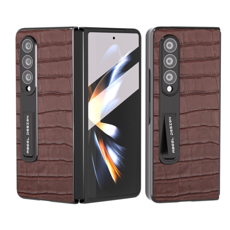Integrated Crocodile Texture Genuine Leather Phone Case, For Samsung Galaxy Z Fold3 5G, For Samsung Galaxy Z Fold4 5G