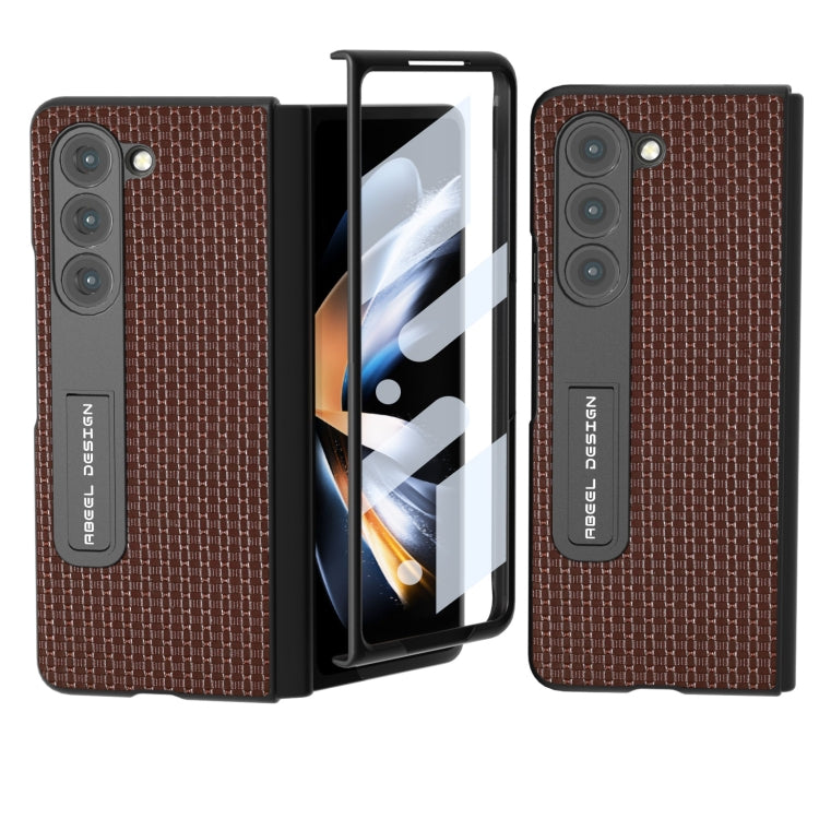 ABEEL Integrated Genuine Leather Luxury Series Phone Case with Holder, For Xiaomi Mix Fold 2, For Samsung Galaxy Z Fold3 5G, For Samsung Galaxy Z Fold5, For Samsung Galaxy Z Fold4 5G
