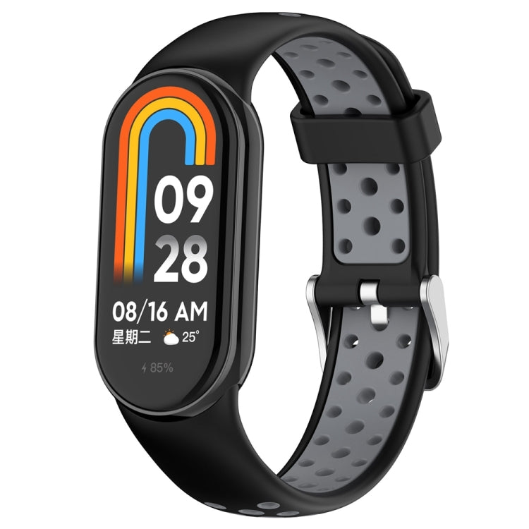 Two-color Steel Plug Silicone Watch Band, For Xiaomi Mi Band 8