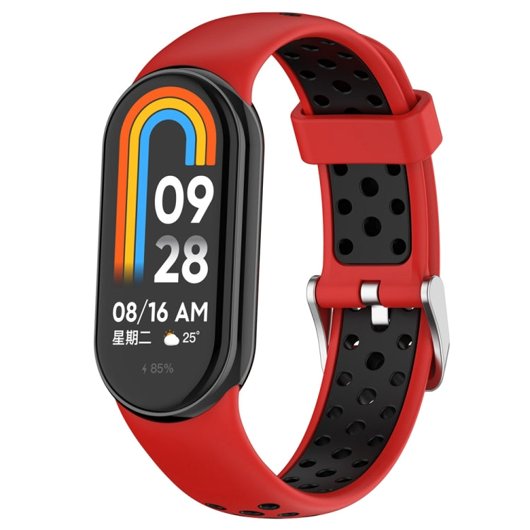Bracelet de montre en silicone bicolore avec bouchon en acier, pour Xiaomi Mi Band 8