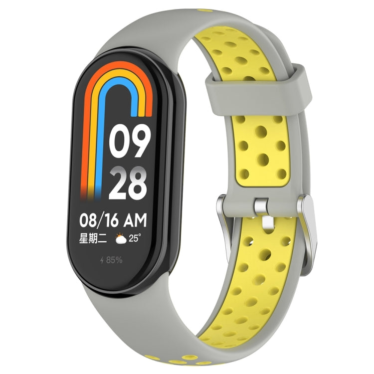 Bracelet de montre en silicone bicolore avec bouchon en acier, pour Xiaomi Mi Band 8