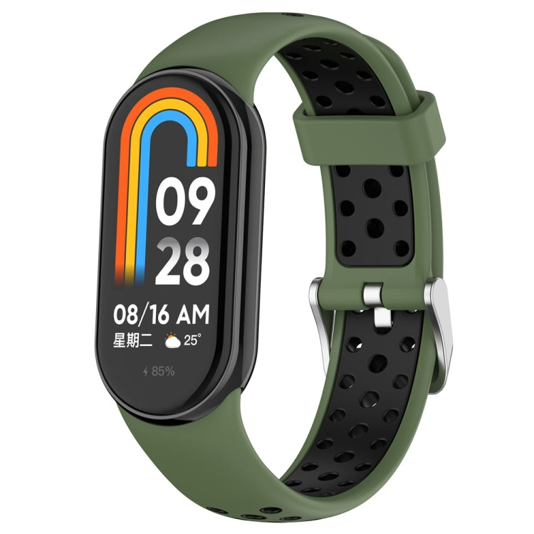 Bracelet de montre en silicone bicolore avec bouchon en acier, pour Xiaomi Mi Band 8