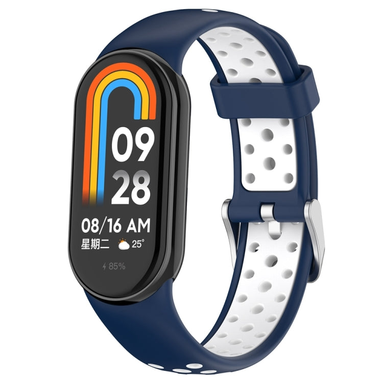 Bracelet de montre en silicone bicolore avec bouchon en acier, pour Xiaomi Mi Band 8