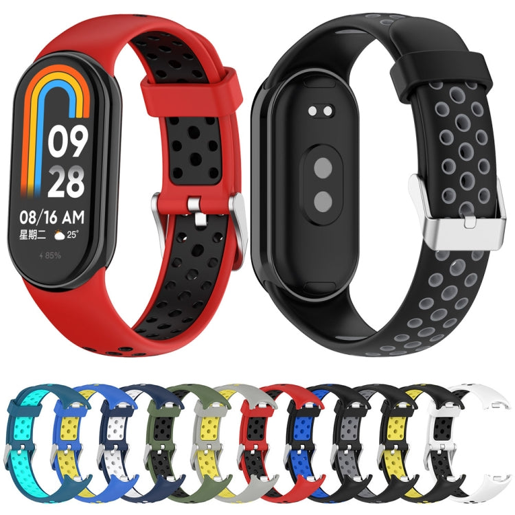 Bracelet de montre en silicone bicolore avec bouchon en acier, pour Xiaomi Mi Band 8