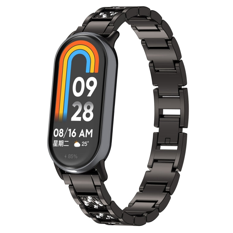 Three-beads Full Diamond Metal Watch Band, For Xiaomi Mi Band 8