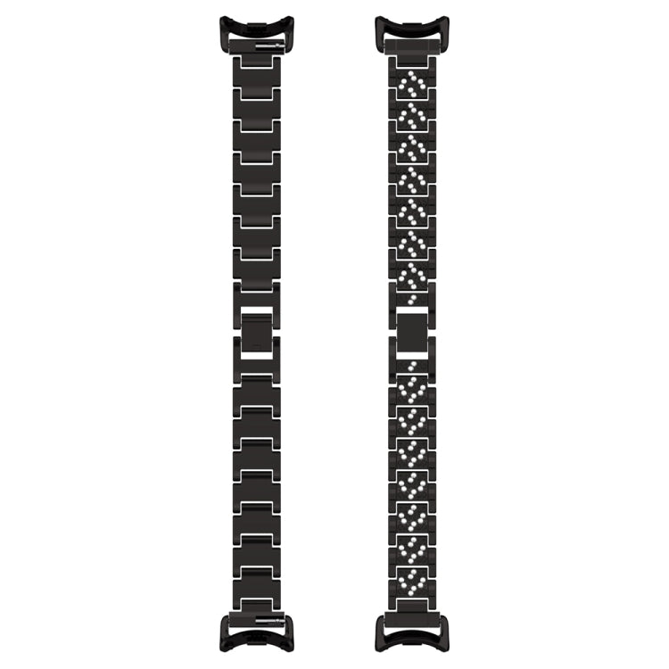 Three-beads Full Diamond Metal Watch Band, For Xiaomi Mi Band 8