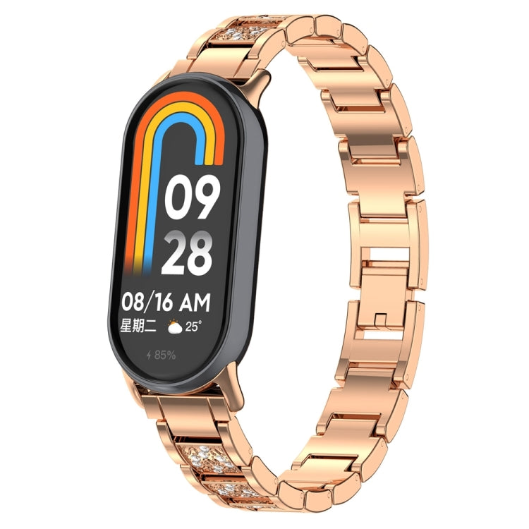 Three-beads Full Diamond Metal Watch Band, For Xiaomi Mi Band 8