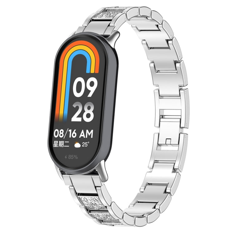 Three-beads Full Diamond Metal Watch Band, For Xiaomi Mi Band 8