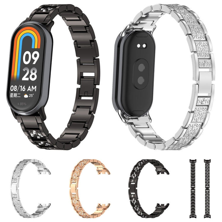 Three-beads Full Diamond Metal Watch Band, For Xiaomi Mi Band 8