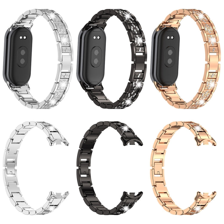 Three-beads Full Diamond Metal Watch Band, For Xiaomi Mi Band 8