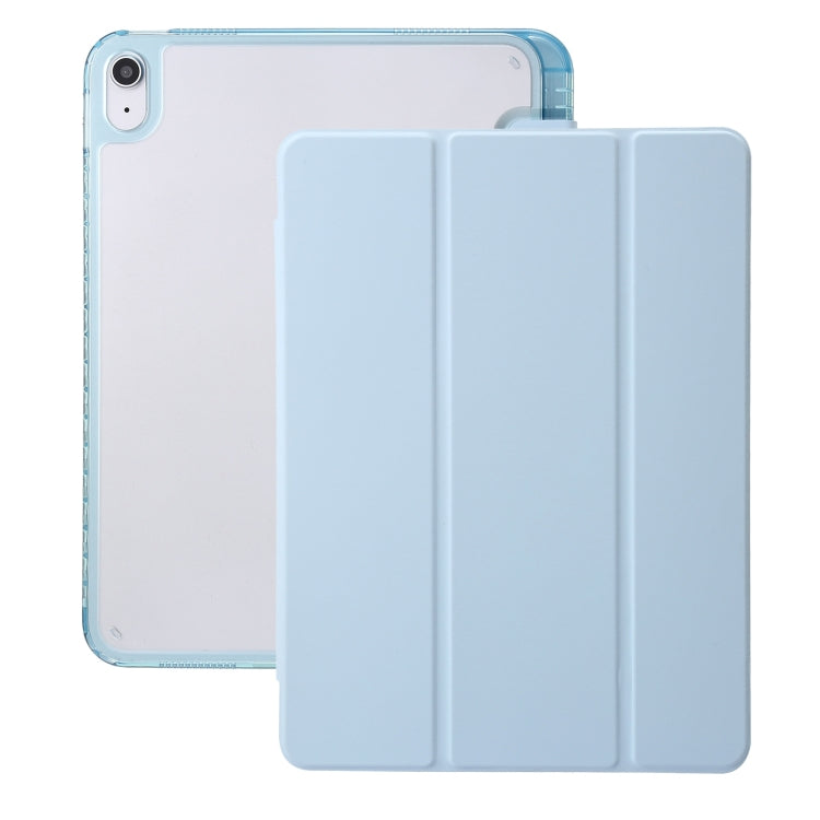 Clear Acrylic 3-Fold Leather Tablet Case, For iPad 10th Gen 10.9 2022, For iPad Air 11 2025 / 2024, For iPad Air 13 2025 / 2024