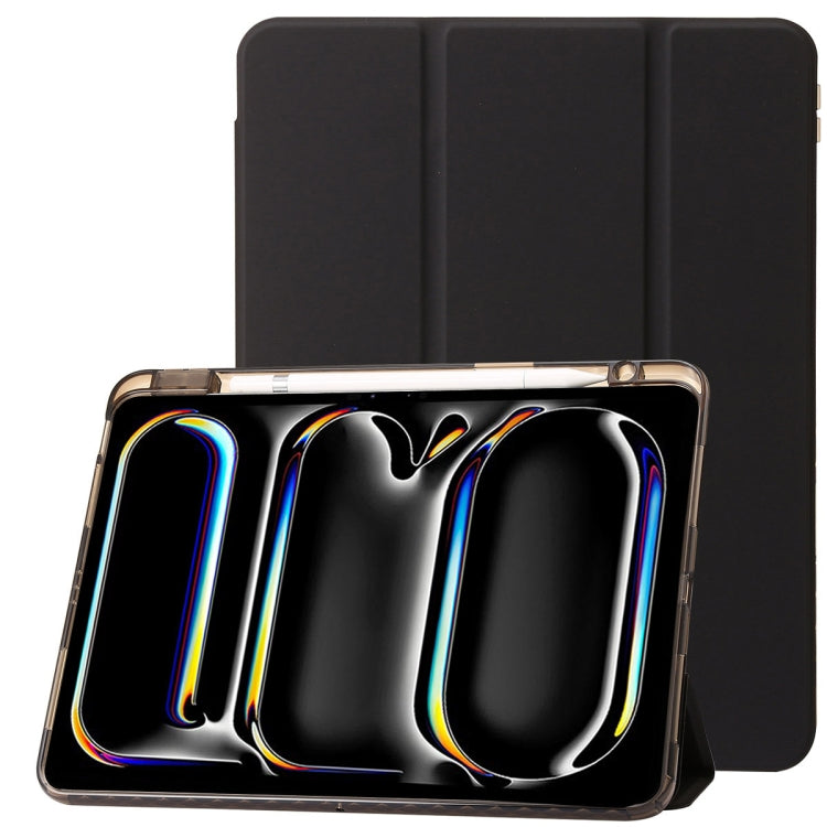 Clear Acrylic 3-Fold Leather Tablet Case, For iPad Pro 13 2024, For iPad Pro 11 2024