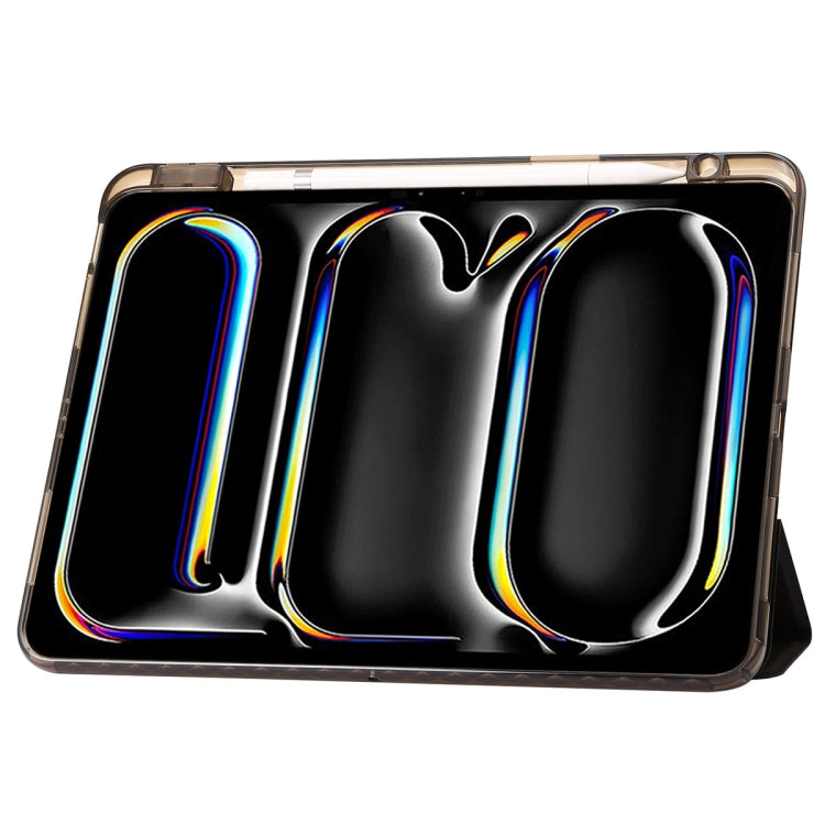 Clear Acrylic 3-Fold Leather Tablet Case, For iPad Pro 13 2024, For iPad Pro 11 2024